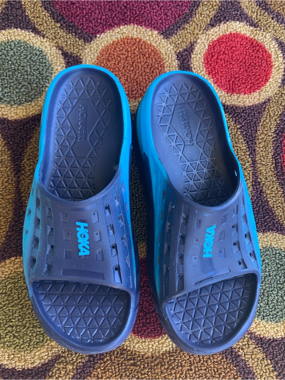 HOKA Blue Sandals M7 W9 (runs narrow)